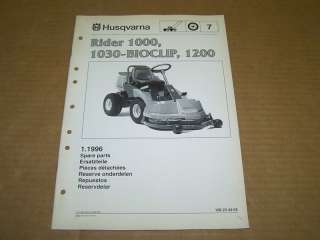 c123) Husqvarna Parts List Rider 1000,1030,1200  