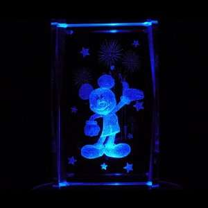  Mickey Mouse 3D Laser Etched Crystal includes Two Separate 