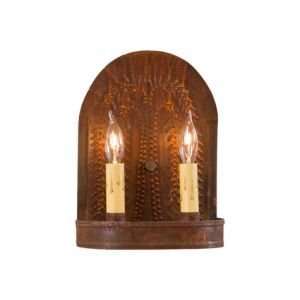  Double Sconce with Willow in Rustic Tin