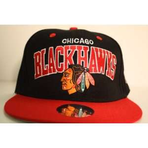 Chicago Blackhawks Black/Red Two Tone Snapback Adjustable Plastic Snap 