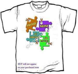 Shirt   Autism Awareness PROUD MOM, Dad puzzle ribbon  