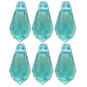  6 Aqua Teardrop Swarovski Crystal Beads 6000 11mm New 