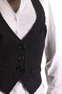New Pin Stripe 2 Faux Welt Pockets Decorative Back Strap Vest