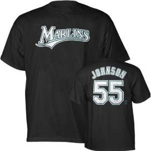 Josh Johnson Black Majestic Name and Number Florida Marlins T Shirt