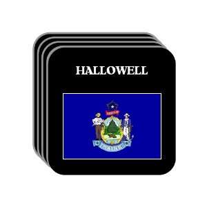 US State Flag   HALLOWELL, Maine (ME) Set of 4 Mini Mousepad Coasters
