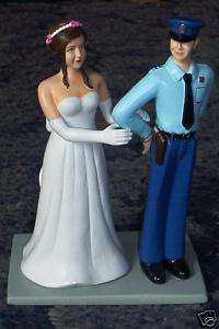 Police Officer COP wedding cake topper handcuff gun NEW  