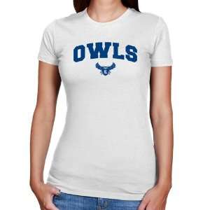 Rice Owls Ladies White Logo Arch Slim Fit T shirt  Sports 