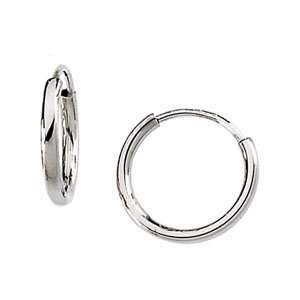2829 14K Solid White Gold Pair 12.50Mm Polished Hoop S Polished Ladies 