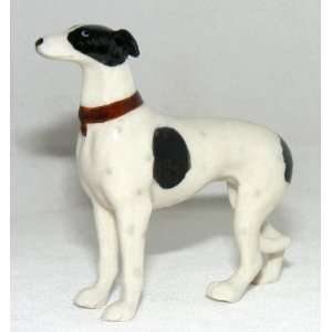 GREYHOUND Dog White w/Black Stands Figurine MINIATURE New Porcelain 