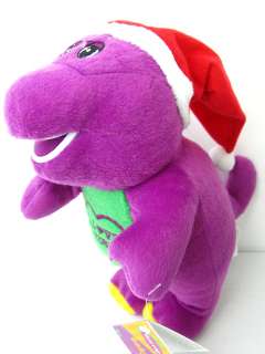 Christmas Barney santa hat dress up Plush Doll can sing  I LOVE YOU 