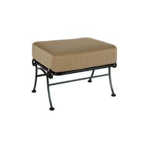 OW Lee Silana Wrought Iron Cushion Side Patio Ottoman Black Suede 