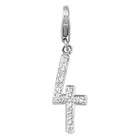 JewelBasket Gold Four Charm   14K White Gold Number 4 Charm