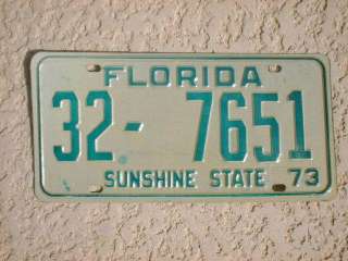 1973 Florida License Plate Tag un issued  