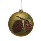   Pinecone Pattern Glass Ball Ornament Green Brown (Pack of 6
