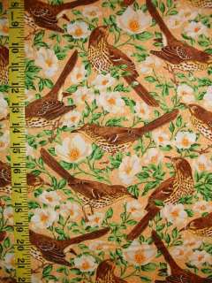 Northcott Suzan Ellis State Birds Brown Thrasher Fabric  