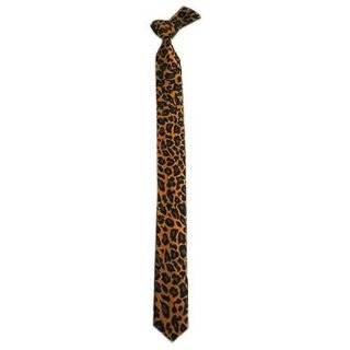   Cheetah Print Skinny Tie Necktie Brown Black Spotted Rockabilly