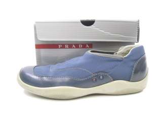   pair of authentic prada blue mesh sneakers shoes in a size 35 5 5 5