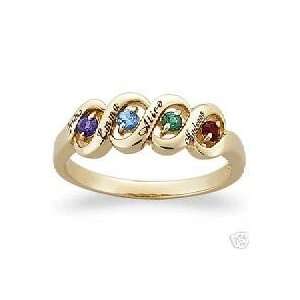   BIRTHSTONE RING ENGRAVED WITH NAMES   2 TO 5 STONES 