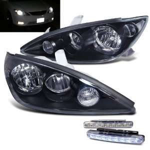 Eautolights 2005 2006 Toyota Camry Replacement Black Head Lights + LED 