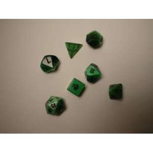  Dwarven Stone Dice 14mm Green Synthetic Cats Eye 