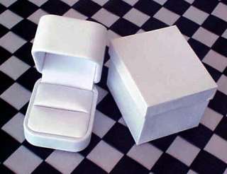 NEW White LEATHER High End Jewelry RING Gift Box  