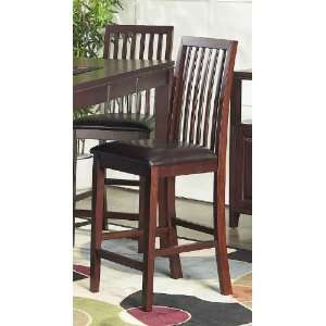   Chair Barstool with Slat Back Design in Cherry Finish