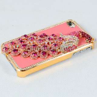   Peacock Stone Crystal Back Skin Hard Case Cover For iphone 4 4S  