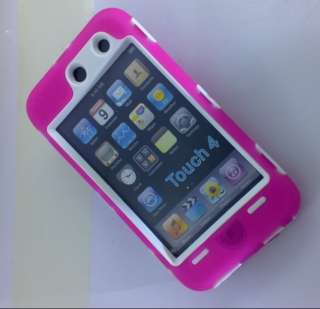 in 1 Silicon Hard Case Cover Skin for iPod Touch 4 4G 4th Gen Rose 