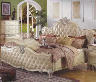 White Tufted Leather Queen Bedroom Set  