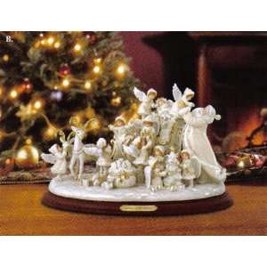 Santa Little Helpers Angel Sleigh Figurine Sculpture Bradford Exchange