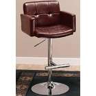 Coaster Adjustable Bar Stool with Arms in Brown Faux Leather