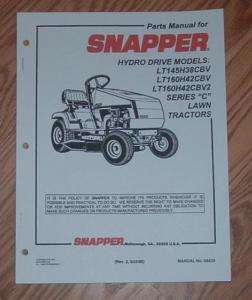 SNAPPER HYDRO DRIVE, LAWN TRACTOR, SERIES C. PARTS LIST  