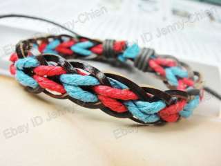 Wholesale Women Colorful Knitted Leather Wristband Bracelet LB_87