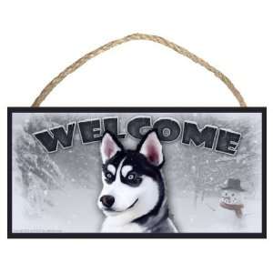  Siberian Husky Winter Season Welcome Dog Sign / Plaque 