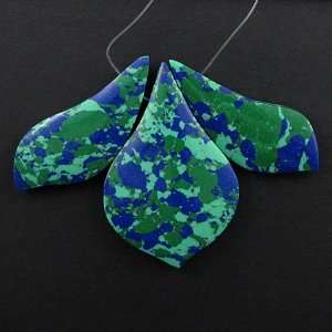  Blue green azurite teardrop pendant bead 3pcs