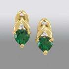 Lab Created Heart Shaped Emerald Earrings with Diamond Accents at 