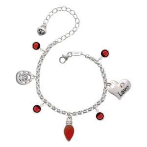   Translucent Red Resin Love & Luck Charm Bracelet with Siam Jewelry