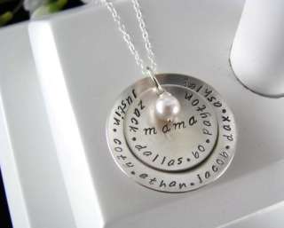 Sterling Silver Stamped Love MOM Grandmother MOMMY Necklace 2 Layer 