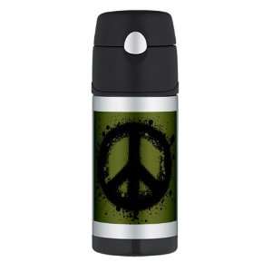    Thermos Travel Water Bottle Peace Symbol Ink Blot 