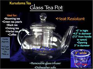 Glass Tea Pot, Clear, w/ infuser, hand blown, 700 ml  