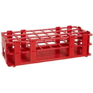   Polypropylene No Wire Test Tube Rack for 25mm Tube, 24 Place, Red