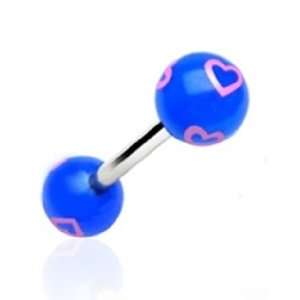  Surgical Steel Tongue Ring Piercing Barbell with Blue and 
