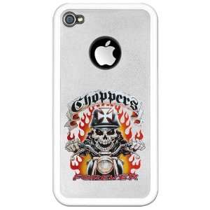 iPhone 4 or 4S Clear Case White Choppers Forever with Skeleton Biker 