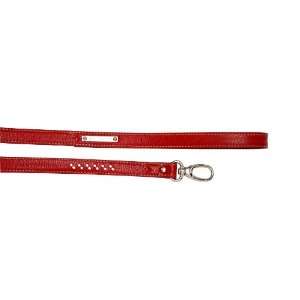  Petego La Cinopelca Flat Calfskin Leash with Crystals, Red 