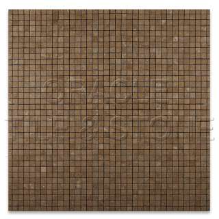 Noce Travertine 5/8 X 5/8 Tumbled Mosaic Tile on Mesh  