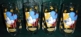   of Four Vintage Anchor Hocking Disney Mickey Mouse Glasses Tumblers