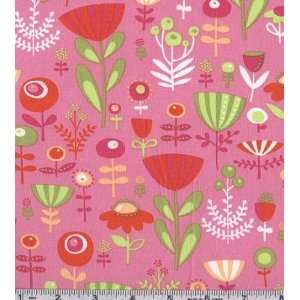  45 Wide Park Slope Poppy Dot Floral Pink Fabric By The 