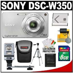  Sony Cyber shot DSC W350 Digital Camera (Silver) with 8GB 