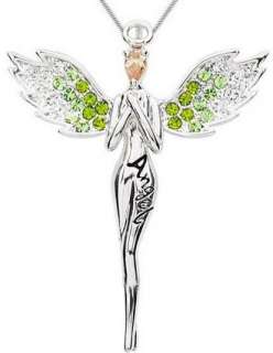   Crystal Guardian Angel Platinum Plated Pendant Necklace 