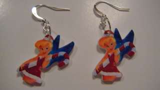 Disney Tinkerbell Christmas Earrings santa fairy CUTE  